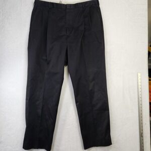 Lands End Mens Black Pleated Dress Pants Relaxed Fit Size 42 Long